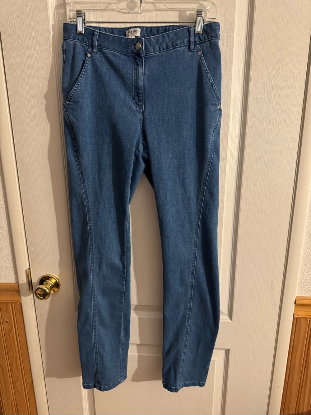 Per Se Women's Medium Blue Straight Leg Jeans